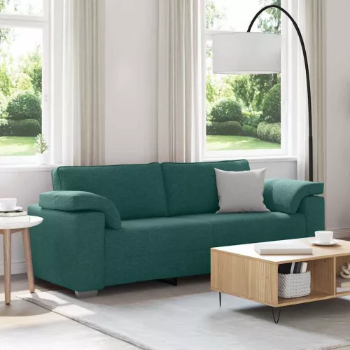 vidaXL Kanapé Sötétzöld 219 x 77 x 82 cm szövet