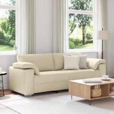 vidaXL Kanapé Krém 219 x 77 x 82 cm szövet