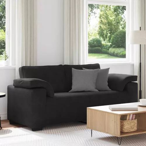 vidaXL fekete bársony loveseat kanapé 140 cm