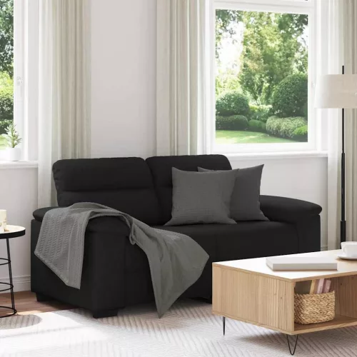 vidaXL kétszemélyes fekete szövetkanapé 120 cm