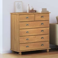   vidaXL Fiókos Szekrény ASKIM Barna 91 x 40 x 95,5 cm Tömör fenyőfa