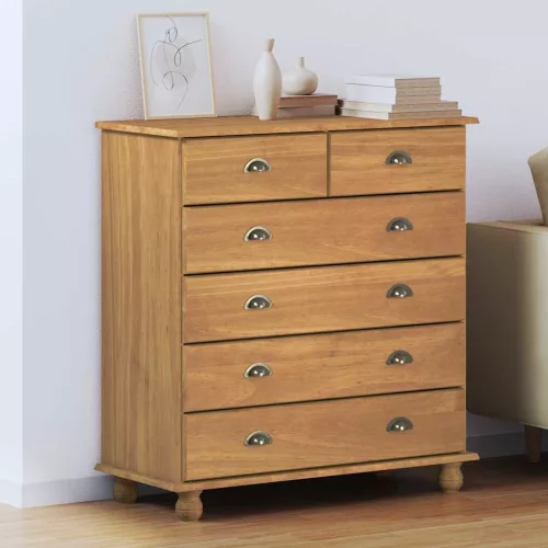 vidaXL Fiókos Szekrény ASKIM Barna 91 x 40 x 95,5 cm Tömör fenyőfa
