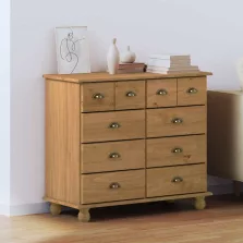   vidaXL Fiókos Szekrény ASKIM Barna 91 x 40 x 79 cm Tömör fenyőfa