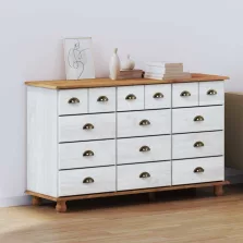   vidaXL Fiókos Szekrény ASKIM Fehér 79 x 40 x 133.5 cm Tömör fenyőfa