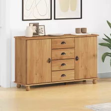   vidaXL Széf fiókkal ASKIM Barna 133.5 x 40 x 79 cm Tömör fenyőfa