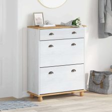   vidaXL Cipőszekrény fiókkal ASKIM Fehér 85 x 35 x 108 cm Tömör fenyőfa