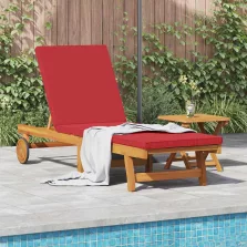   vidaXL Napozó párnával 1-személy Barna 63 x 199 x 85cm Tömör akácfa