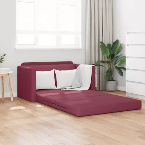 vidaXL Kanapéágy 110cm Bordó szövet