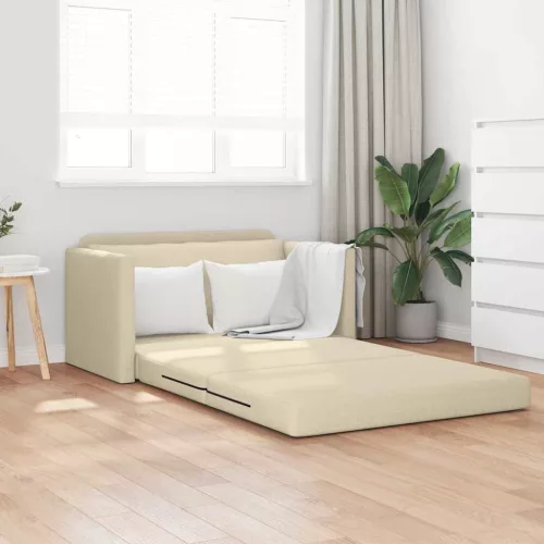 vidaXL Kanapéágy 110cm Krém szövet