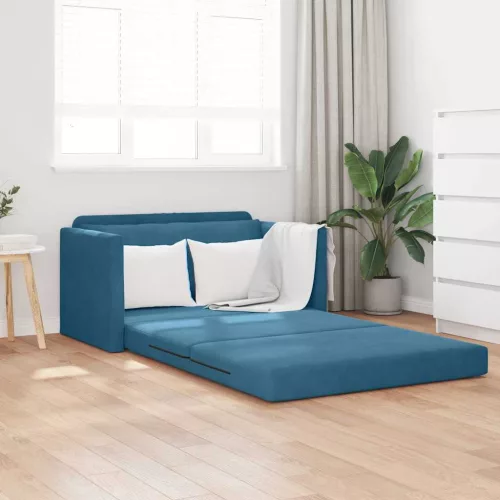 vidaXL Kanapéágy 110cm Kék Bársony