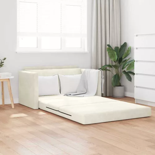 vidaXL Kanapéágy 110cm Krém Bársony