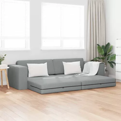vidaXL Padlókanapé-ágy Világosszürke 245 x 78 x 77 cm szövet