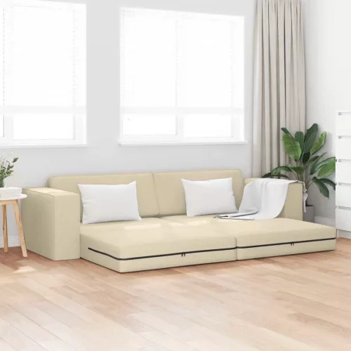 vidaXL Kanapéágy 200cm Krém szövet