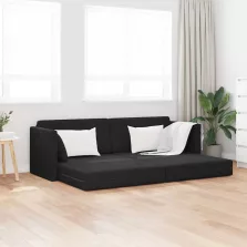 vidaXL Padlókanapé-ágy 200cm Fekete Bársony