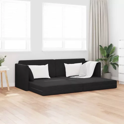 vidaXL Padlókanapé-ágy 200cm Fekete Bársony