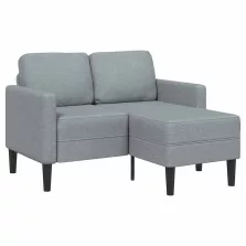   vidaXL világosszürke anyagból 2 üléses kanapé L-alakú kanapéval 125 cm