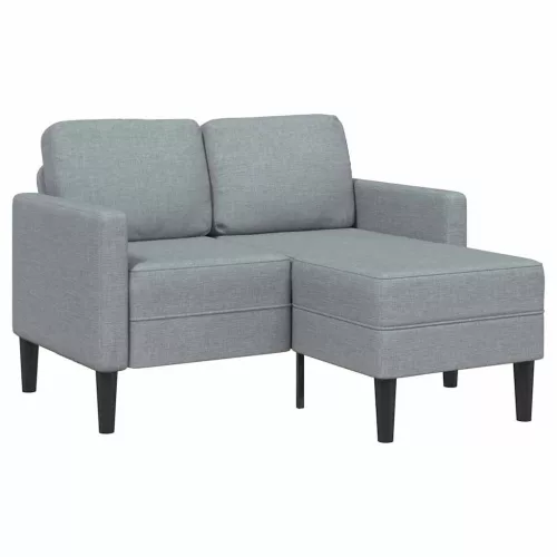 vidaXL világosszürke anyagból 2 üléses kanapé L-alakú kanapéval 125 cm