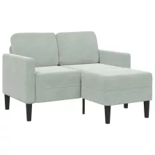   vidaXL világosszürke bársony 2 üléses kanapé L-alakú kanapéval 125 cm