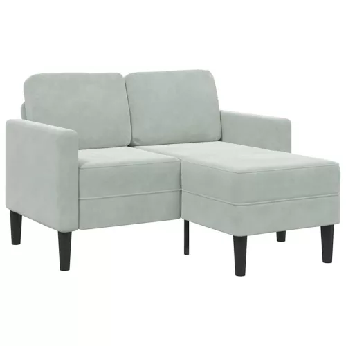 vidaXL világosszürke bársony 2 üléses kanapé L-alakú kanapéval 125 cm