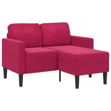   vidaXL borvörös bársony 2 üléses kanapé L-alakú kanapéval 125 cm
