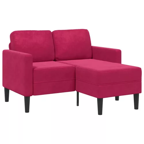 vidaXL borvörös bársony 2 üléses kanapé L-alakú kanapéval 125 cm