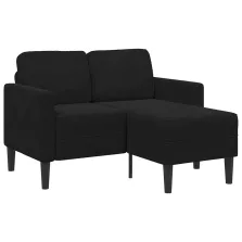   vidaXL fekete bársony 2 üléses kanapé L-alakú kanapéval 125 cm