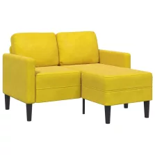   vidaXL sárga bársony 2 üléses kanapé L-alakú kanapéval 125 cm