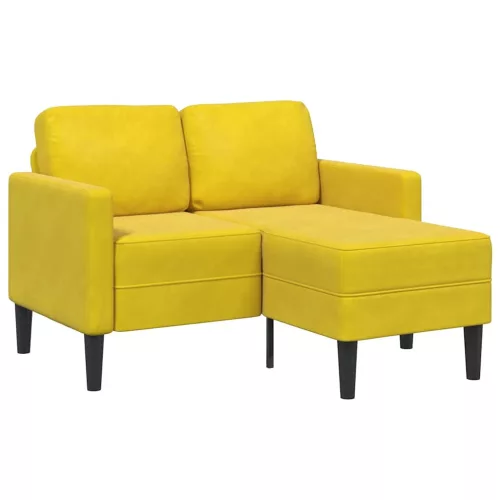 vidaXL sárga bársony 2 üléses kanapé L-alakú kanapéval 125 cm