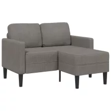   vidaXL világosszürke vászon 2 üléses kanapé L-alakú kanapéval 125 cm
