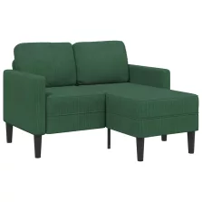   vidaXL sötét zöld vászon 2 üléses kanapé L-alakú kanapéval 125 cm