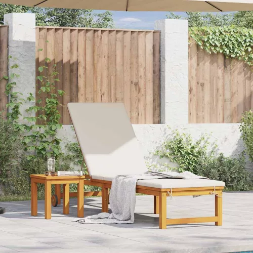 vidaXL Napozó 1-személy Barna 53 x 202 x 89cm Tömör akácfa