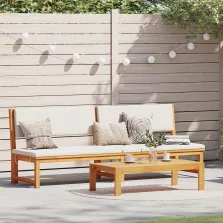   vidaXL Napozó párnával 1-személy Barna 200 x 57 x 75 cm Tömör akácfa