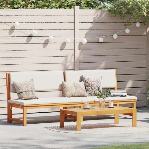 vidaXL Napozó párnával 1-személy Barna 200 x 57 x 75 cm Tömör akácfa