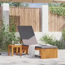   vidaXL Napozó párnával 1-személy Barna 200 x 55 x 94cm Tömör akácfa