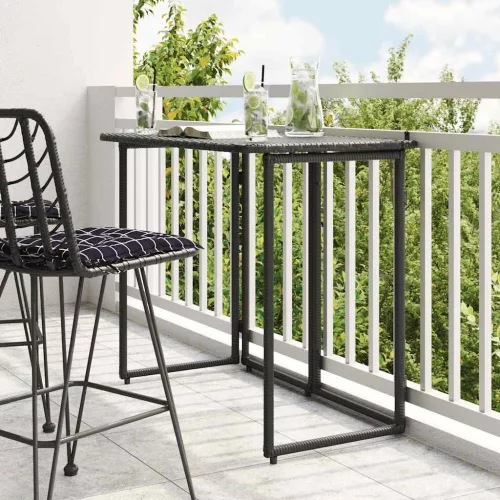 vidaXL fekete polyrattan összecsukható kerti asztal 90x51x75 cm