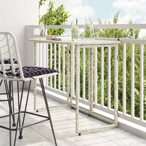 vidaXL világosszürke polyrattan összecsukható kerti asztal 90x51x75 cm