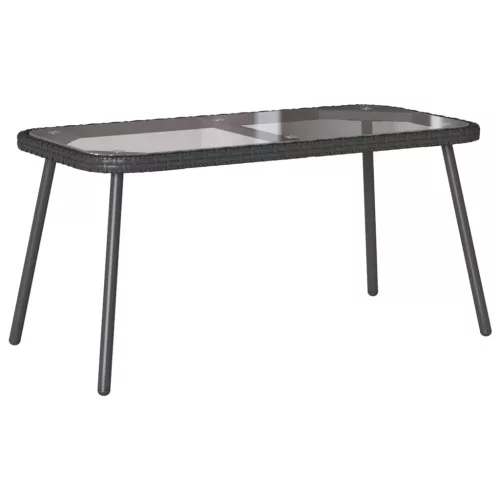 vidaXL Dohányzóasztal Fekete 90 x 45 x 43 cm Polirattan és üveg
