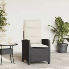   vidaXL fekete polyrattan fekvő kerti szék oldalsó asztallal