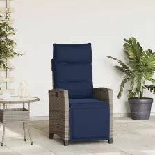   vidaXL szürke polyrattan fekvő kerti szék oldalsó asztallal