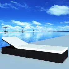 vidaXL Napozó Fekete polirattan