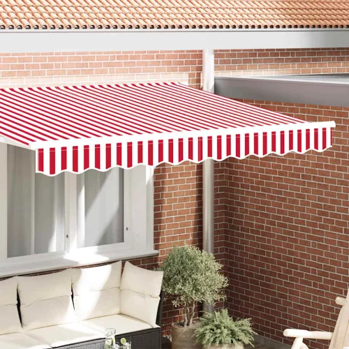 vidaXL Pavilon Díszítő Szegély Piros és Fehér 230 x 20 cm Vászon