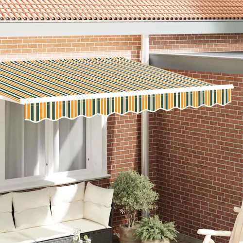 vidaXL Pavilon Díszítő Szegély Zöld és sárga 280 x 20 cm Vászon