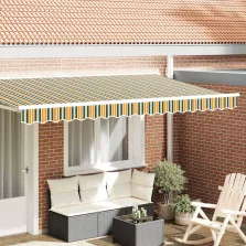   vidaXL Pavilon Díszítő Szegély Zöld és sárga 380 x 20 cm Vászon