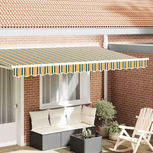 vidaXL Pavilon Díszítő Szegély Zöld és sárga 380 x 20 cm Vászon