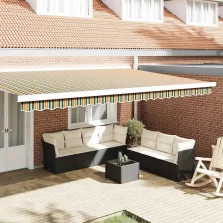   vidaXL Pavilon Díszítő Szegély Zöld és sárga 480 x 20 cm Vászon