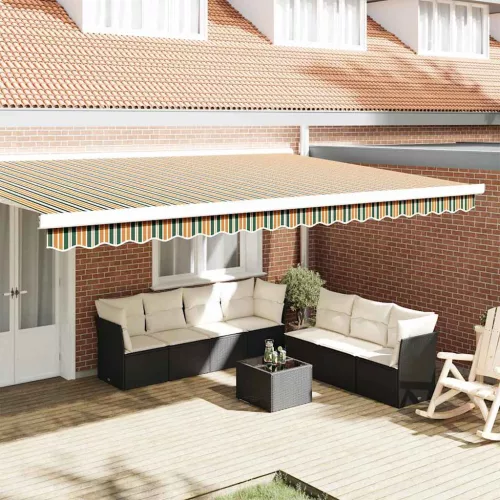 vidaXL Pavilon Díszítő Szegély Zöld és sárga 480 x 20 cm Vászon