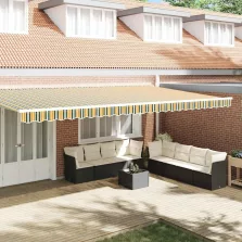   vidaXL Pavilon Díszítő Szegély Zöld és sárga 580 x 20 cm Vászon