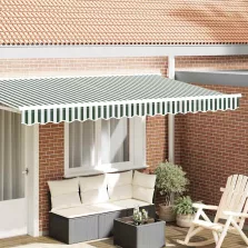   vidaXL Pavilon Díszítő Szegély Zöld és Fehér 380 x 20 cm Vászon