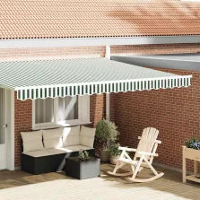   vidaXL Pavilon Díszítő Szegély Zöld és Fehér 430 x 20 cm Vászon