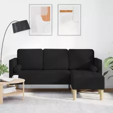 vidaXL Kanapé Szett Fekete 173 x 131 x 67 cm szövet